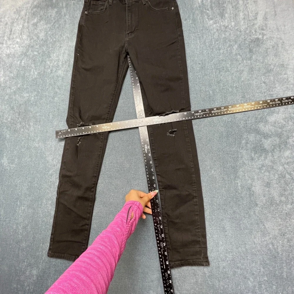 Levi's 721 High Rise Skinny Jeans Womens 29 Black Denim 5-Pockets Distressed